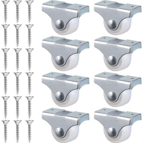 8er-Pack Mini-Festrollen aus Gummi, 25 mm, für Möbel: Robuste Tragfähigkeit von 40 kg, inklusive Metall-Montageplatte und Schrauben, ideal zur Verbesserung der Möbelmobilität (1 Zoll) (1/5)