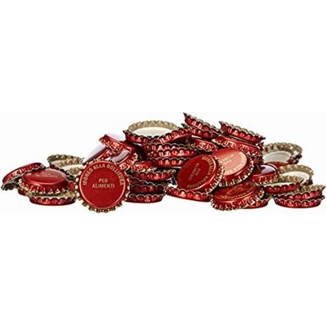 Vigor-Blinky Tappi Corona Rossi con Guarnizione per Bottiglia 100 Pezzi Diametro 26mm (1/4)