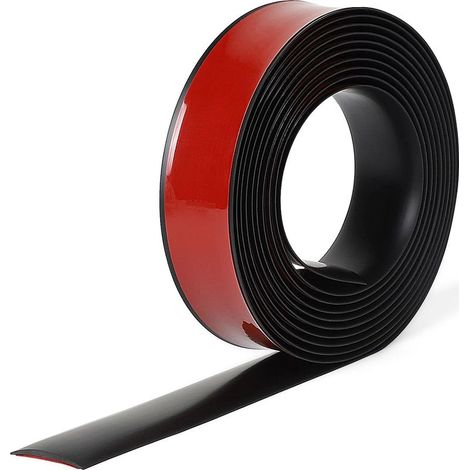 Barre de Seuil de Porte Adhesif 4M, Barre de Seuil 4CM de Large, Bande de Transition Sol en PVC 3,5MM de Haut pour Sols, Portes, Fenêtres (Noir) (1/5)