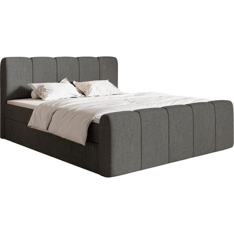 Selsey Cloudy II - Boxspringbett 180x200 cm, mit Bettkästen und Topper, Chenille Dunkelgrau (1/5)