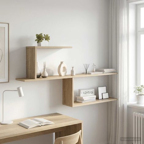 vidaXL Wall Shelf Sonoma Oak 122 x 18 x 60 cm Engineered Wood (1/5)
