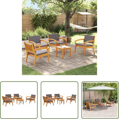 Gartenmöbel - Bistrogarnitur mit Kissen 5 pcs Braun Polyester (1/5)