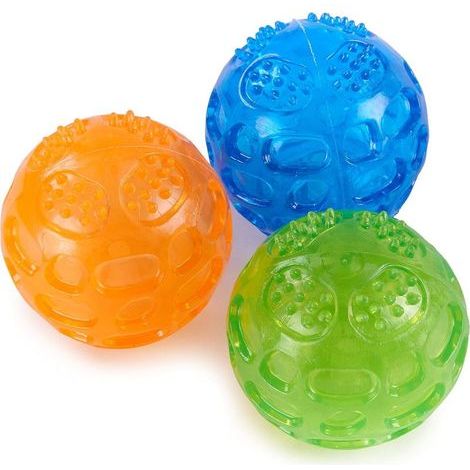 Balle pour chien couinante indestructible, ensemble de 3 balles pour chien, balle couinante pour grands et petits chiens, balle pour chien flottante (orange, bleu, vert), 8cm (1/5)