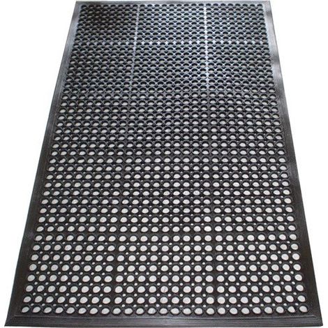 Felpudo anillas abiertas caucho negro L1500XL900XS12 mm