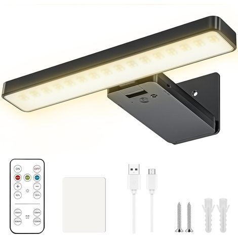 2pcs Eclairage Tableau Sans Fil, 3000mAh Lampe Tableau Rechargeable 3 Couleurs et Fonction de Minuterie, pour Tableaux, Affiches et Cibles de Fléchettes, avec Télécommande, Chambre et Couloirs [Class (1/5)