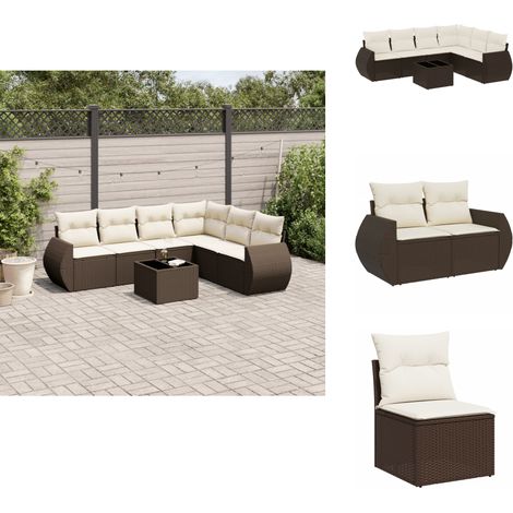 7-tlg. Garten-Sofagarnitur mit Kissen Braun Poly Rattan - Garten Sofagarnitur - Garten Sofagarnituren - Outdoor Sofagarnitur - Sofagarnitur Terrasse (1/5)