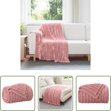 Couverture douce - Jeté Rose 150 x 130 cm Toison (1/5)