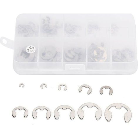 E Clip - Acier Inoxydable 304 - Pour Arbres Et Essieux Avec Rainure - 120 Pièces (10 Tailles De 1,5 mm À 10 mm) (1/4)