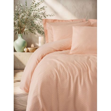 Housse de couette, housse de couette, linge de lit Set 100% Coton Salmon (1/2)