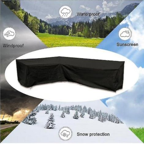 Housse de canapé d'extérieur ultra-résistante 100% imperméable 600d pour mobilier de jardin et de terrasse en forme de L (s3) (1/3)