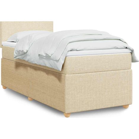 Boxspringbett mit Matratze Creme 90x190 cm Stoff