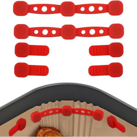 Set of 2 reusable and heat-resistant universal magnetic loops for air fryers (red) (1/4)