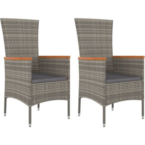 Maison Exclusive - Sedie da Giardino con Cuscini 2 pz in Polyrattan Grigie