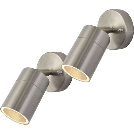 Litecraft Kenn Spotlight Outdoor Wall Ceiling Fitting Stainless Steel - 2 Pack (1/5)