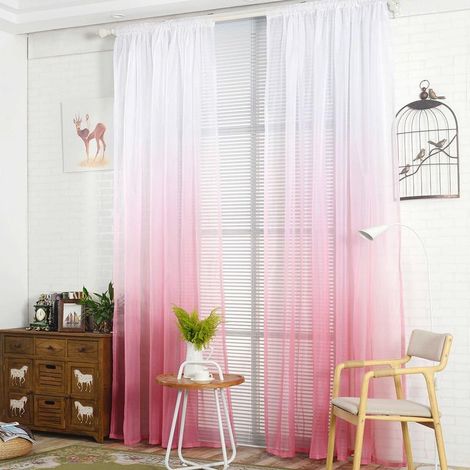 EASYCOMFORT Voilages, dégradé de Couleur, élégant Tableau Couvrant Tulle Rideaux Drapé, Panneau de Rideau pour la Maison, Salon, Chambre, Salle Enfants, Balcon, Hôtel Décoration 100 200cm(une tranche (1/5)