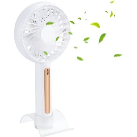 Ventilateur portable. Mini ventilateur avec support pour téléphone. Ventilateur portable à piles, 4 vitesses réglables, avec cordon, idéal pour la maison, le bureau et l'extérieur. (1/4)