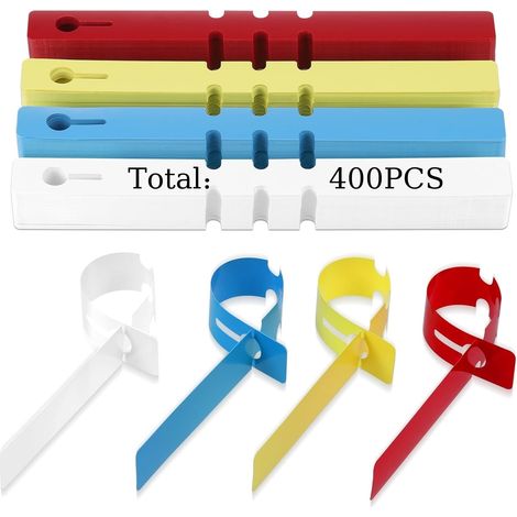 400 Étiquettes Plastique, 21x2cm, 4 Couleurs, Fente Ajustable, Jardin Extérieur Intérieur (1/5)