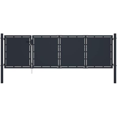 Portail de jardin en acier 350 x 75 cm anthracite