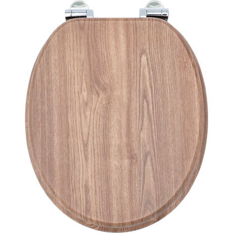 Abattant WC Homseat MDF gris-brun 43x37cm charnières zinc fermeture douce universel robuste facile à installer (1/5)