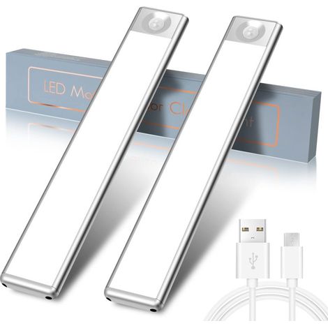 Veilleuse rechargeable, lampe LED intelligente à détection de présence, veilleuse magnétique 25 cm (lot de 2) (1/5)