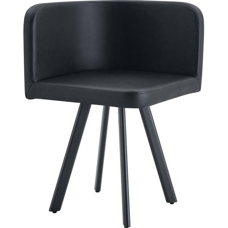 Sedia da pranzo moderna e minimalista, seduta confortevole, struttura in metallo, PU nero (1/5)
