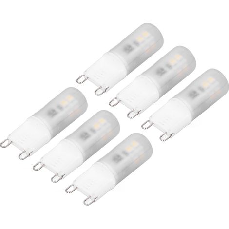 Lot de 6 ampoules LED G9 en céramique, 200 lm, culot G9, pour appliques murales et lustres, équivalent halogène 2W/20W, 220V, lumière blanche (1/5)