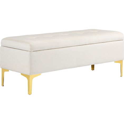 Banco con almacenaje tapizado de poliéster con patas de metal 120 x 44 x 44,5 cm beige HOMVRA (1/5)