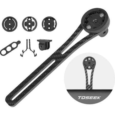 Supporto per ciclocomputer in fibra di carbonio, design ultraleggero, montaggio integrato sul manubrio, compatibile con Garmin e Bryton, adatto per action camera. (1/5)