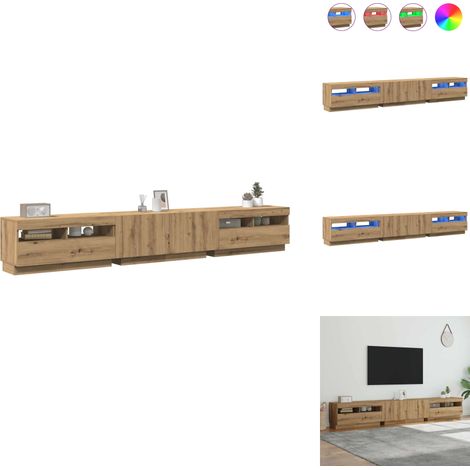 TV-Schrank mit LED-Leuchten Artisan-Eiche 260x35x40 cm - TV-Schrank - TV-Schränke - TV-Ständer - TV-Sideboard (1/5)