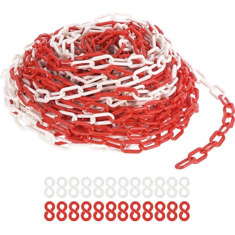 Maillons de Sécurité de 100 Pieds Chaînes en Plastique Rouge/Blanc (1/5)