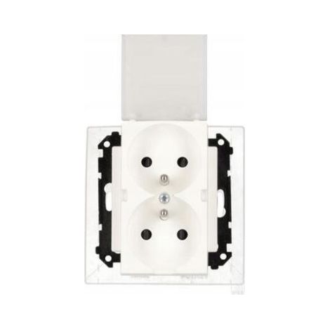 Prise double - Blanc mat - 2 pièces - Mise à la terre - IP44 (1/5)
