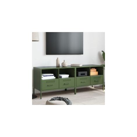 Meubles TV 2 pcs vert olive 68x39x50,5 acier laminé à froid (1/5)
