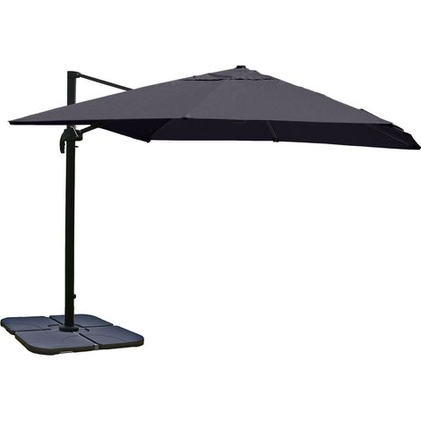 [NEUWERTIG] Gastronomie-Ampelschirm HHG-979, 3x3m (Ø4,24m) Polyester Alu/Stahl 23kg anthrazit mit Ständer, drehbar