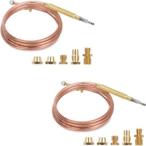 Lot de 2 thermocouples à gaz M6 x 0,75, kit de remplacement universel pour cuisinière à gaz, thermocouple avec 5 adaptateurs pour cuisinière à induction, cuisinière à gaz, cheminée, chauffe eau, etc (1/5)