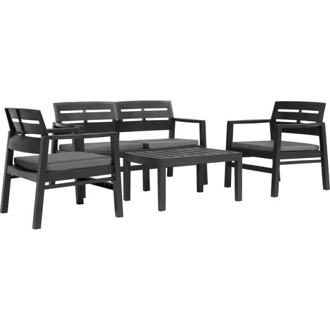 4-teiliges Gartenmöbel-Set Anthrazit Kunststoff