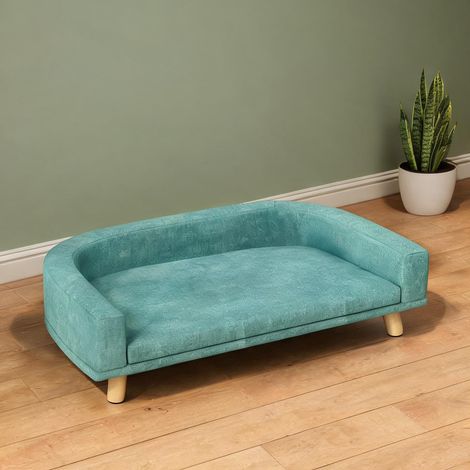 Couchage pour chien coloris vert en polyester MDF 98 x 67 x 25 cm (1/5)
