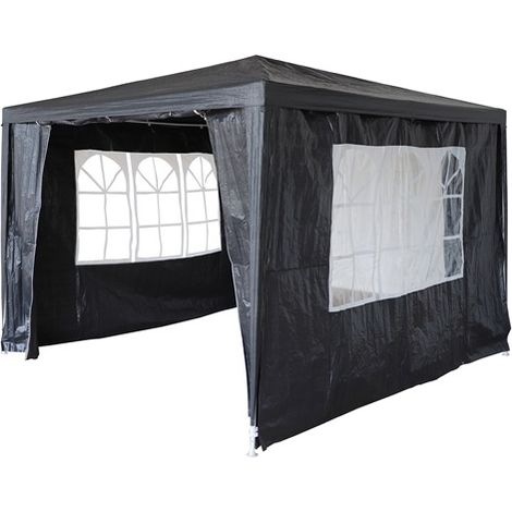 BIRCHTREE 3X3M Outdoor PE Gazebo Patio Shade Canopy Waterproof 4 Pieces Sidewalls Grey (1/5)
