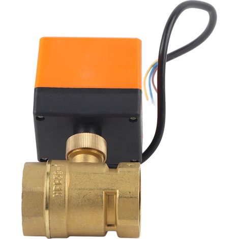 1 pièce vanne motorisée électrique en laiton AC 220V, DN32 G1-1/4, à 2 voies et 3 fils avec contrôle à 2 points (1/5)