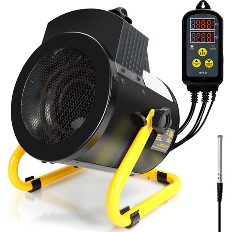 Randaco Gewächshausheizung 2KW Elektroheizung Elektrogebläseheizung Heizlüfter Ventilator für Gewächshaus IPX4 mit Thermostat Digital (1/4)