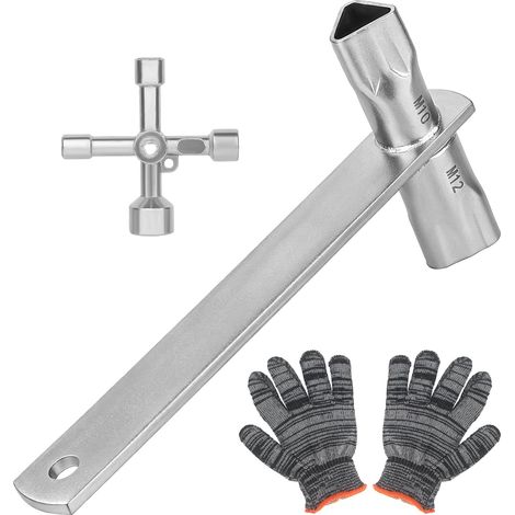 Jeu de clés triangulaires M10/M12 et clé multifonction 5 voies pour poteaux de barrière barrière de parking accessoires de pompiers et poubelle (1/5)