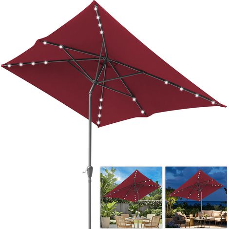 Jiubiaz Sombrilla rectangular 2 × 3 m con iluminación LED – Sombrilla para terraza, roja