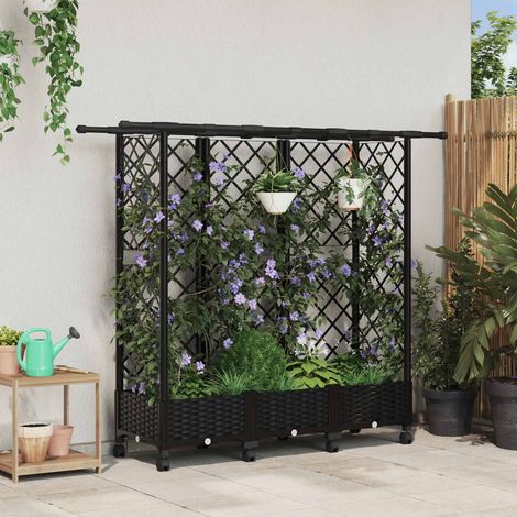Teenpull – Hochbeet mit Rankgitter und Dach Schwarz 164 x 40 x 127 cm PP (1/5)