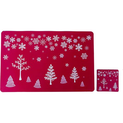 Placemat - PVC - 28 x 43 cm - Protection Table Repas - Résistant Chaleur et Glissement - Pour Fêtes Noël Automne - Lot de 6 (1/5)