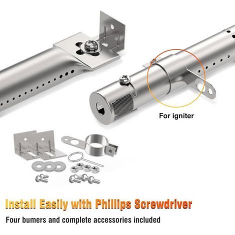 1 Tube de brûleur réglable, 30,8cm à 44,9cm, acier inoxydable, pour barbecue Campingaz Blooma Charbroil (1/5)