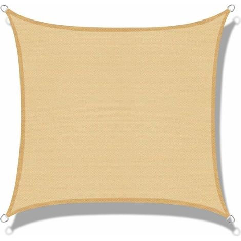 Voile d'ombrage 2 x 4 m à structure ouverte tissée, résistant aux intempéries, coloris sable, pergola (1/5)