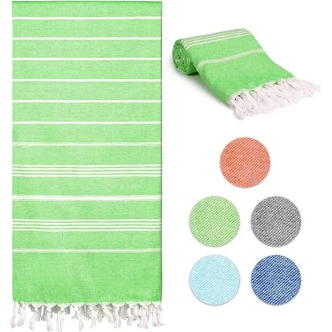 Serviette de plage, serviette anti-sable à séchage rapide,grande serviette de transpiration en coton,180 x 90 cm, vert (1/5)
