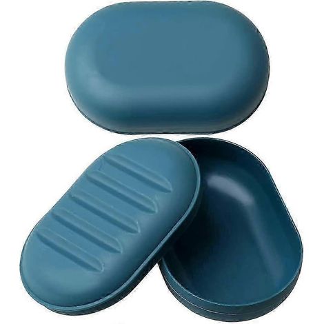 Lot de 2 porte-savons de voyage, boîte à savon en plastique bleu marine avec couvercle, idéale pour la salle de bain et les voyages. (1/5)