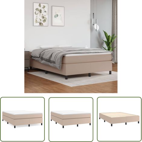The Living Store Cadre de lit sans matelas cappuccino 140x200 cm similicuir - Cadre De Lit - Lit Double - Similicuir - Lit Capitonné - Meuble Chambre À Coucher (1/5)