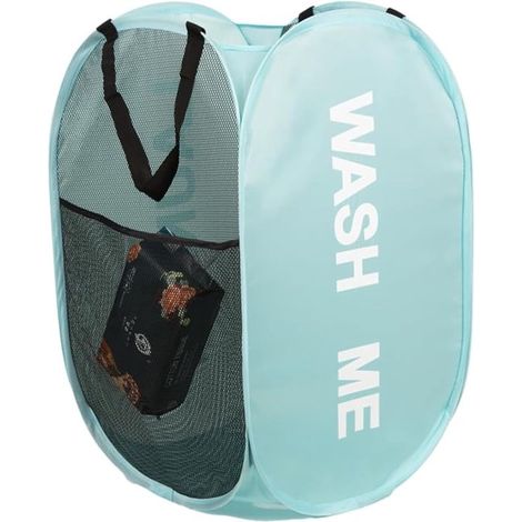 Cesta de ropa plegable, cestas de ropa desplegables, bolsa de ropa, cesta de ropa sucia con asa para baño, dormitorio, lavadero, azul (1/5)