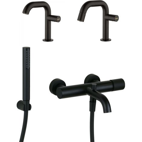 Kit miscelatori monocomando lavabo bidet e vasca colore nero opaco Mamoli Tuttodunpezzo KITTDPK6 (1/4)